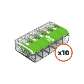 WAGO 221 Green 5 entrées | pack de 10 WAGO 221 5 entrées | pack de 10