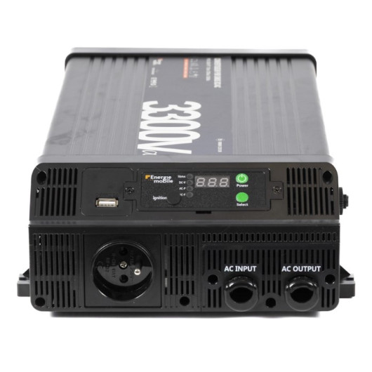 Convertisseur sinusoïdal DC/AC PS-RT 3300 VA Energie Mobile | 12-230V avec relais transfert 30 A | vue de face