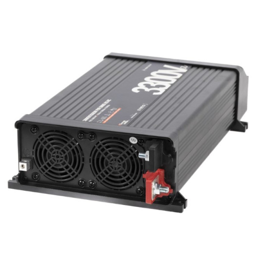 Convertisseur sinusoïdal DC/AC PS-RT 3300 VA Energie Mobile | 12-230V avec relais transfert 30 A | vue arrière profil