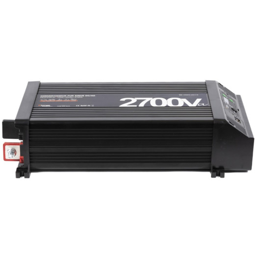 Convertisseur sinusoïdal DC-AC PS-RT 2700 VA | 12-230V avec relais transfert 30 A et écran déportable | vue de profil