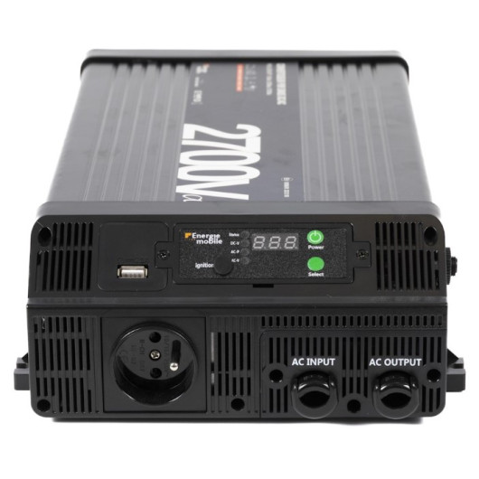 Convertisseur sinusoïdal DC-AC PS-RT 2700 VA | 12-230V à relais transfert 30A et écran déportable | façade + prise AC
