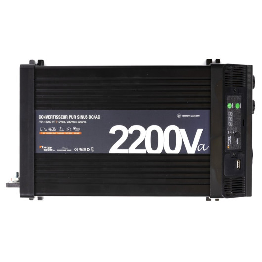 Convertisseur sinusoïdal DC/AC PS-RT 2200 VA – 12/230 V avec relais transfert 30 A et écran déportable | vue de haut