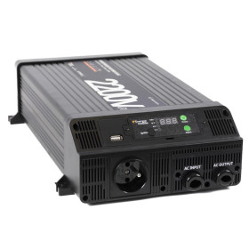 EM Convertisseur sinusoïdal DC-AC | PS RT-V2 | 2200 Va Convertisseur sinusoïdal DC/AC PS-RT 2200 VA – 12/230 V avec relais transfert 30 A et écran déportable