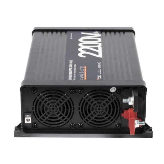 Convertisseur sinusoïdal DC/AC PS-RT 2200 VA – 12/230 V avec relais transfert 30 A et écran déportable | vue arrière