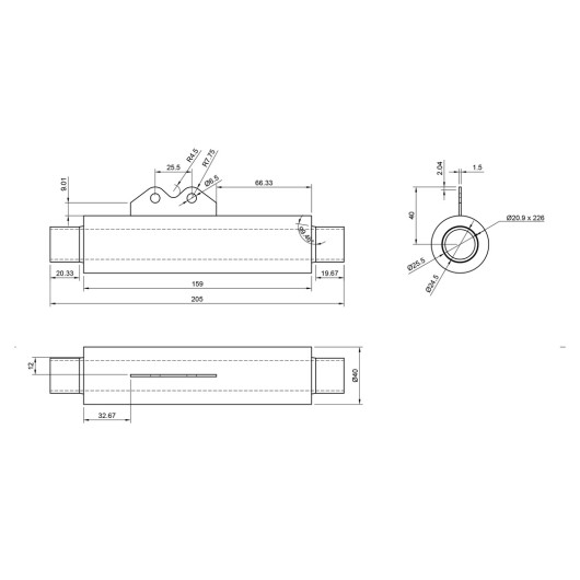 AUTOTERM Silencieux d'échappement Ø 24 mm schéma dimensions