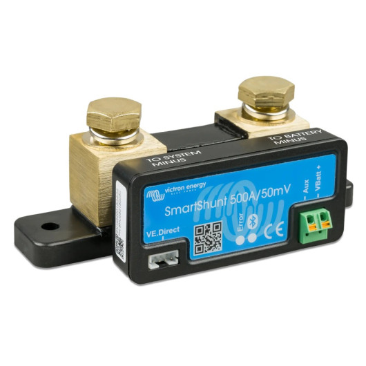 Smartshunt 500A Victron Energy | shunt Bluetooth pour réseau 12/24V de camping-car, bateau et van - vu Gauche