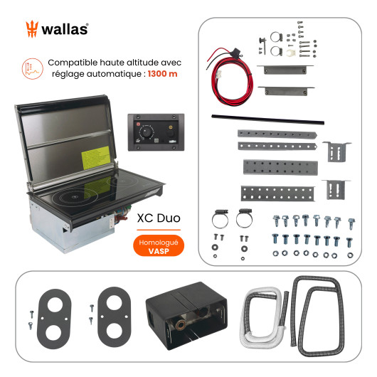 WALLAS XC Duo | Combiné plaque de cuisson + Chauffage contenu livraison