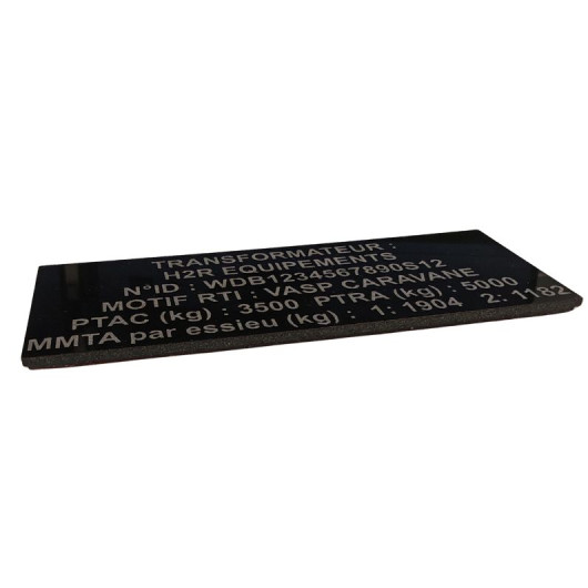 Plaque de transformation VASP  à personnaliser | aux normes éxigées par la DREAL | vue de profile