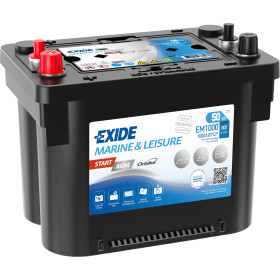 Batterie 12V de servitude/démarrage 50 Ah Exide pour moteur bateau Start AGM
