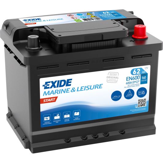Batterie de démarrage de Exide Start EN600 de 62 Ah | Batterie plomb de démarrage pour moteur hors-bord