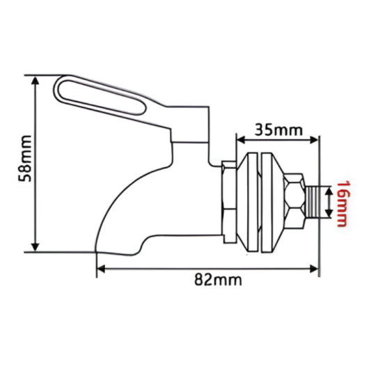 Robinet en inox pour filtre à gravité British Berkefeld | Purification nomade de l'eau pour van aménagé et bivouac | Dimensions