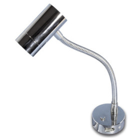 Liseuse LED Minitube D4 Chromée + port USB 12V Carbest | Liseuses flexible | camping-car ou voilier