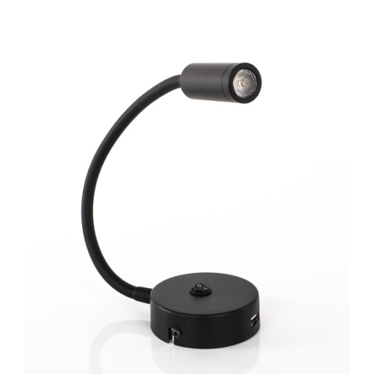 Liseuse col de cygne LED avec USB ET interrupteur Dimatec | Liseuse flexible orientable