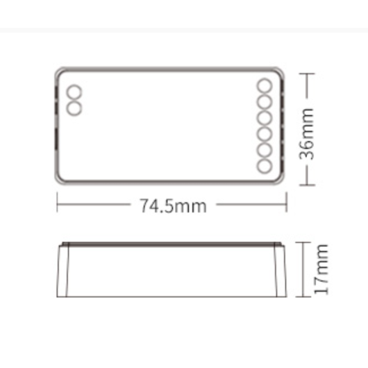 Contrôleur RGBW LED avec télécommande tactile 12 / 24V Miboxer | Rubans LED | dimensions boitier