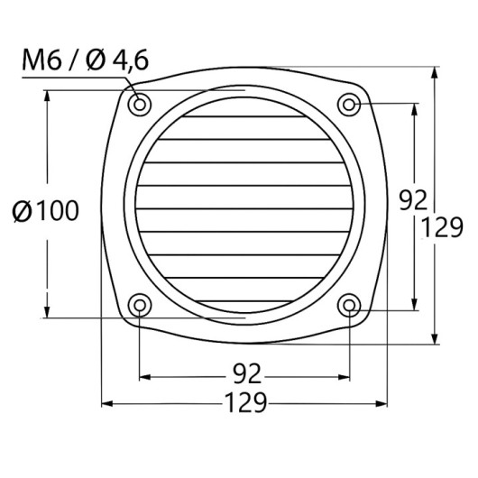 OSCULATI – Grille circulaire inox moulé Ø 100 mm – Conforme VASP-schéma technique