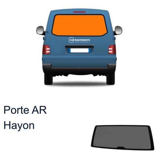 Fenêtre fixe de hayon arrière VW T6/T6.1 | baie de van aménagé en verre securit 43R - conforme VASP | avec texte explicatif