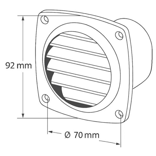 OSCULATI Grille avec manchon droit ø 78 mm | 30 cm²