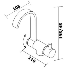 Robinet noir rabattable Osculati | Mitigeur eau chaude/froide pour van, fourgon, camping‑car et bateau