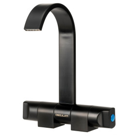 Robinet mélangeur noir escamotable Osculati | Eau chaude/froide pour van, fourgon, camping‑car et bateau