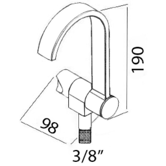 Robinet noir rabattable Osculati | Eau froide pour van, fourgon, camping‑car et bateau | schéma dimensions