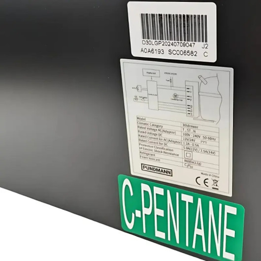 PUNDMANN Réfrigérateur à compression 85 L fiche pentane