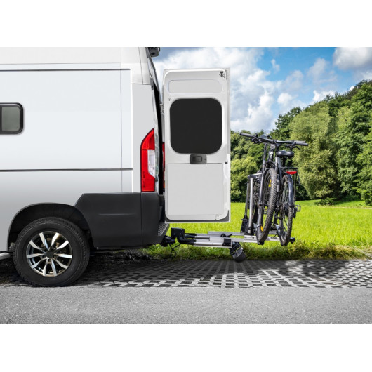 SD260 EUFAB - porte-vélos télescopique de boule d'attelage pour fourgon aménagé - déplié