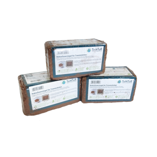 Brique de coco pour litière de toilettes sèches TomTur | Camping en voiture, van aménagé ou fourgon | Lot de 3