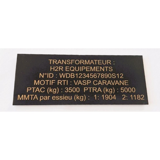 Plaque de transformation VASP aluminium | étiquette à graver recto