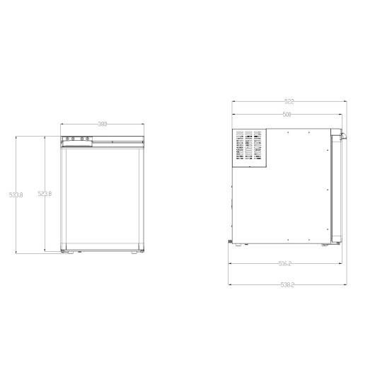 Réfrigérateur à compression EZA BLIZZ‑E F50 – 50 L | Frigo 12V pour van & camping‑car | Dimensions