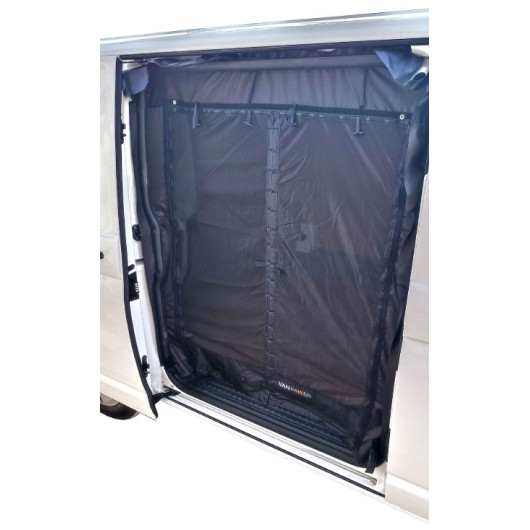 Moustiquaire porte latérale van aménagé Vanpakker C1 - VW T5/T6, Expert, Jumpy | vue installée sur porte
