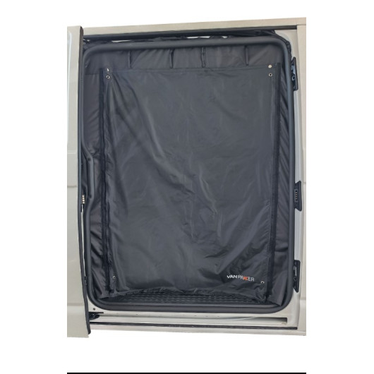 Moustiquaire porte latérale van aménagé Vanpakker C1 - VW T5/T6, Expert, Jumpy | vue de face installée