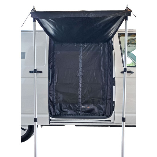 Moustiquaire porte latérale van aménagé Vanpakker C1 - VW T5/T6, Expert, Jumpy | avec marquise extérieur
