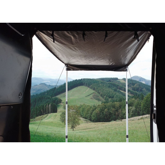 Moustiquaire porte latérale van aménagé Vanpakker C1 - VW T5/T6, Expert, Jumpy | vue depuis l'intérieur du van