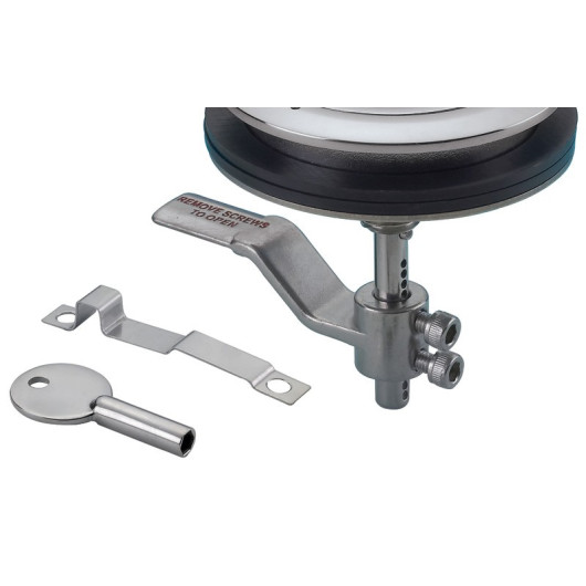 leve-plancher-inox-316-osculati-h2r equipements- vue rapprochée, axe, gâche et accessoires