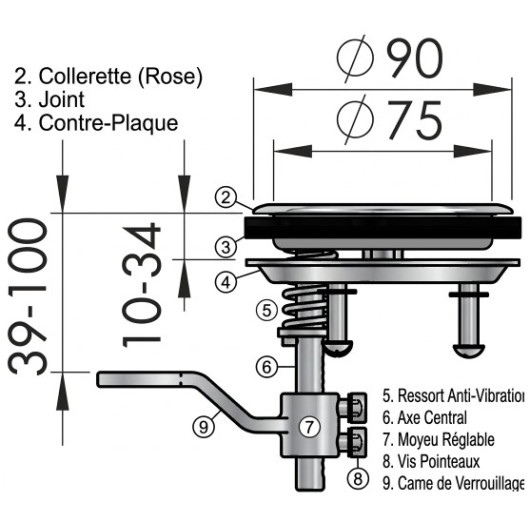 leve-plancher-inox-antivibration-osculati-h2r equipements- schéma technique