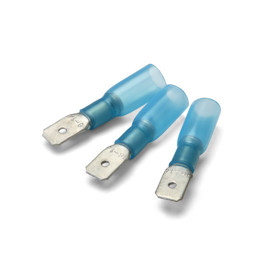 Cosse clips type Faston mâle 6,3 mm NINIGI isolé gaine thermorétractable | Cosse thermo bleu