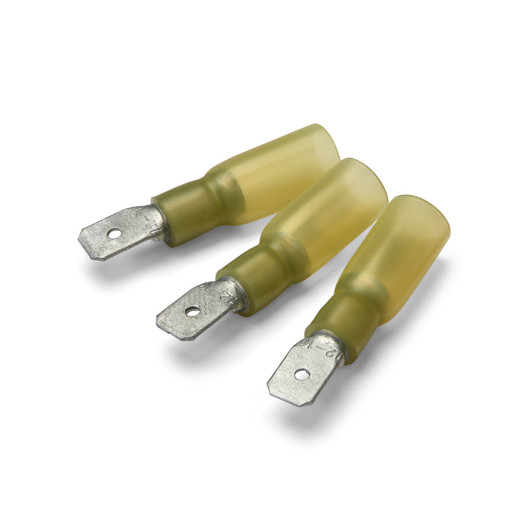 Cosse clips type Faston mâle 6,3 mm NINIGI isolé gaine thermorétractable | Cosse thermo jaune