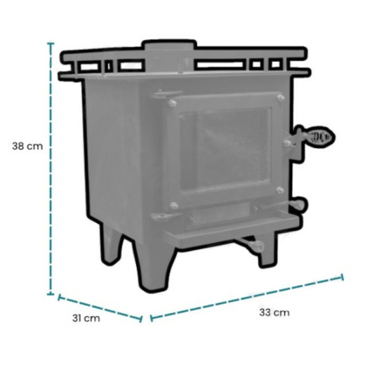CUBIC Grizzly | Poêle à bois 5,2 kW dimensions