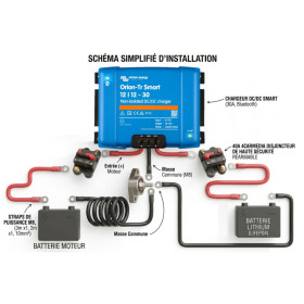 Kit installation batterie lithium avec chargeur Victron Orion-Tr Smart 30A