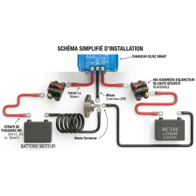 Vu kit de connexion batterie lithium pour VASP- avec chargeur ORION XS 50, disjoncteur et straps de montage