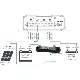 Vu kit installation batterie lithium et solaire avec chargeur, connectique et câble