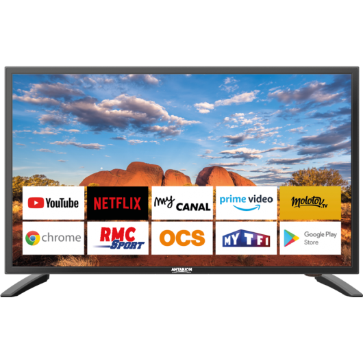 Smart TV 40'' reconditionné Android 9.0 ANTARION - TV 12V avec applications connectées pour camping-car et van aménagé.