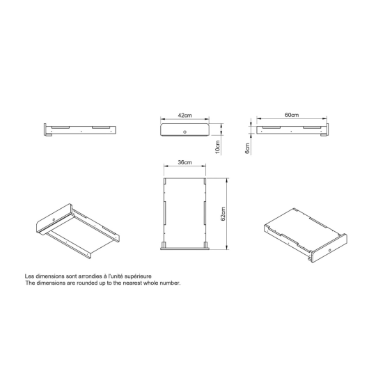 Plateau coulissant pour glacière Simple Vans | Support pour meuble de van & fourgon aménagé | Dimensions