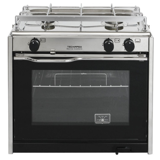 Cuisinière bateau TECHIMPEX XL2 | Réchaud 2 feux avec four et cardan - vue de face