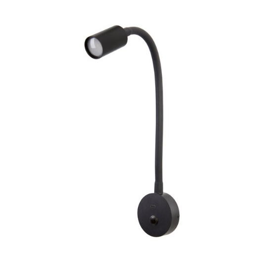Liseuse LED avec bras flexible 300 mm, noir avec USB-C par carbest