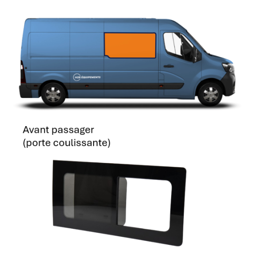 Fenêtre  Renault Master 3 (2010–2025) CARBEST | Baie coulissante | emplacement véhicule  sur carrosserie côté passager avant