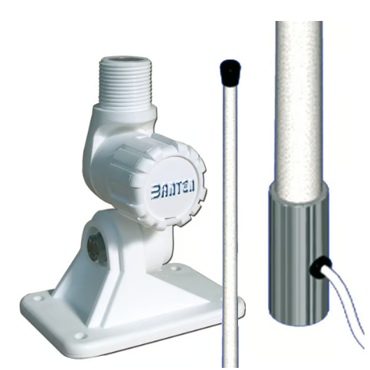 Antenne pro VHF fibre 240 cm Banten pour vedette avec rotule démontable plastique | Antenne VHF fixe