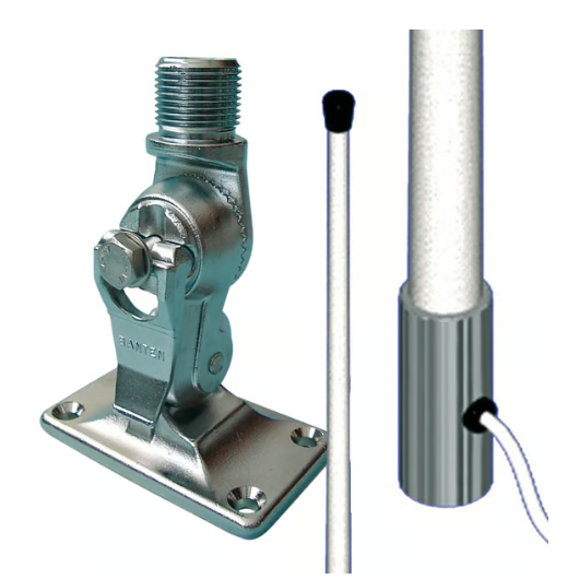 Antenne pro VHF fibre 240 cm Banten pour vedette avec rotule démontable Inox | Antenne VHF fixe