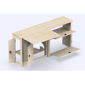 Meuble latéral et table A3V2 | Universel L2 - SIMPLE VANS Meuble latéral universel A3V2 avec table Simple Vans | Aménagement bois contreplaqué pour van et fourgon