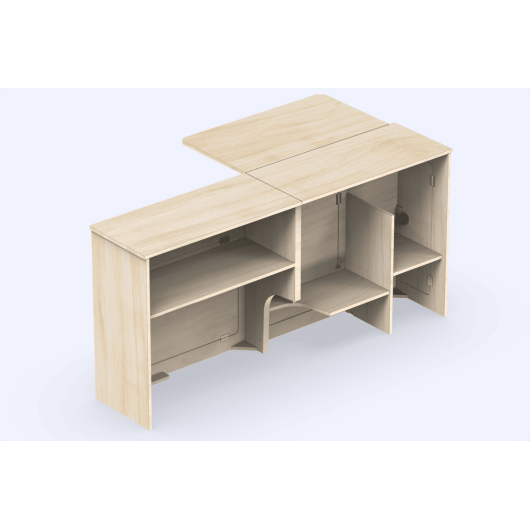 Meuble latéral universel A3V2 avec table Simple Vans | Aménagement bois contreplaqué pour van et fourgon | Arrière